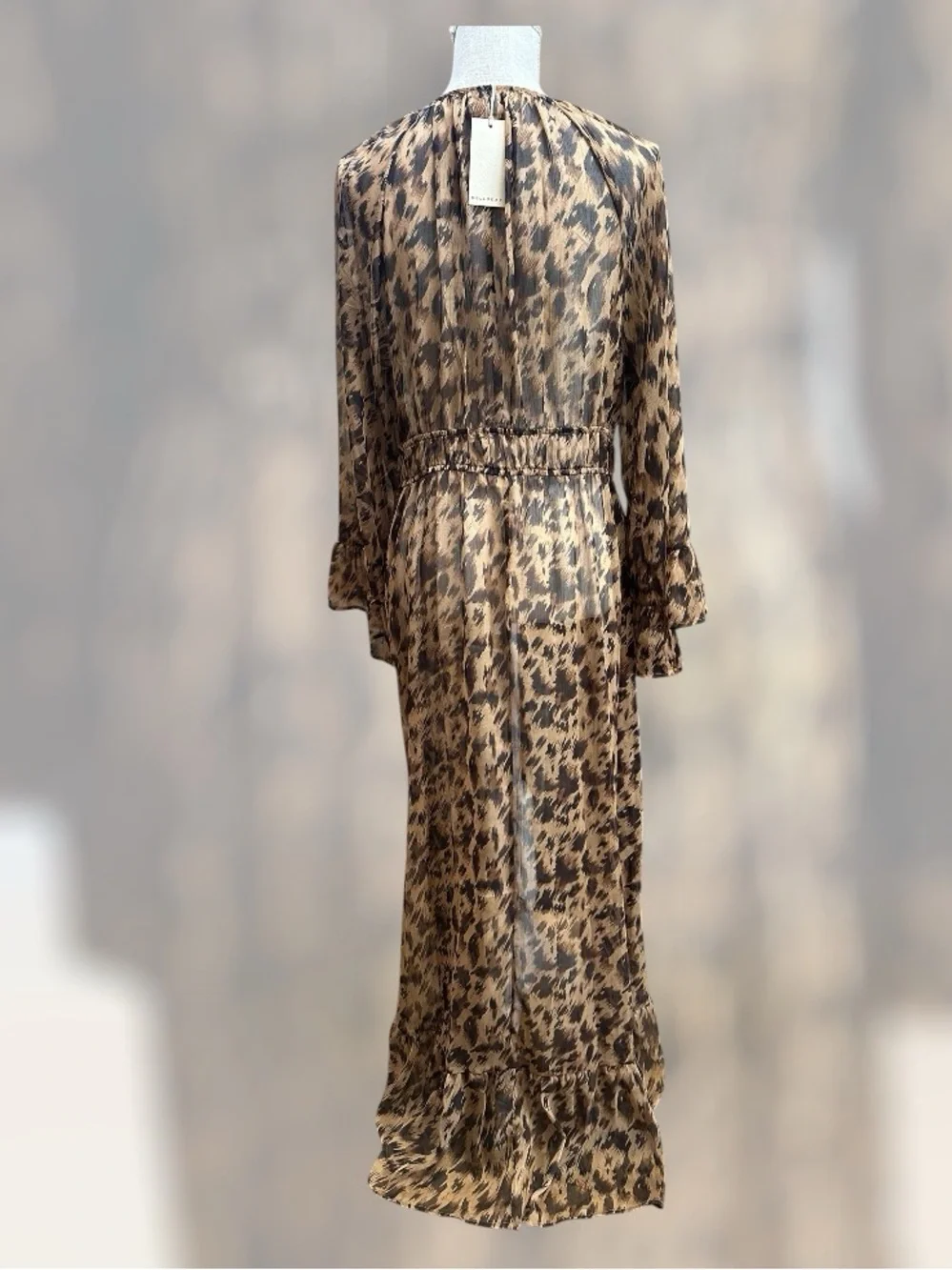 Melloday sz MD maxi sheer leopard print dress NWT - Picture 4 of 7